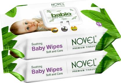 NOVEL Baby Wipes 80 Sheets Per Pack of 2/with Lid (160 Wipes)