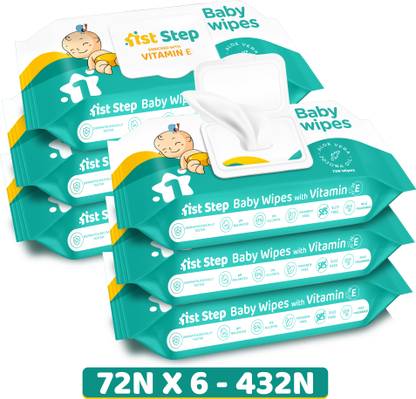 1st Step Baby Wet Wipes With Lid Enriched With Aloe-Vera And Jojoba Oil(Pack of 6)