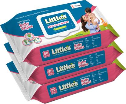 Little's Soft Cleansing Baby Wipes with Aloe Vera, Jojoba Oil and Vitamin E, Lid Pack