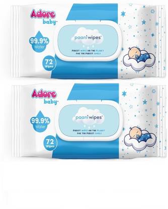 Adore 99.9% Pure Water Wet Wipes- Goodness of Aloevera- pH Balanced- Derma Tested