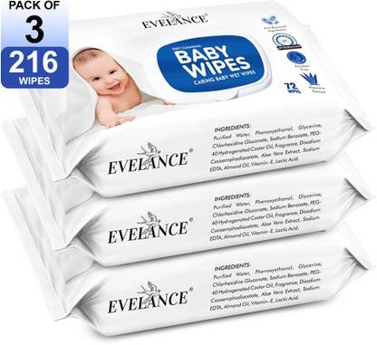 EVELANCE Caring Baby Wet Wipes with lid & Aloe Vera Extract