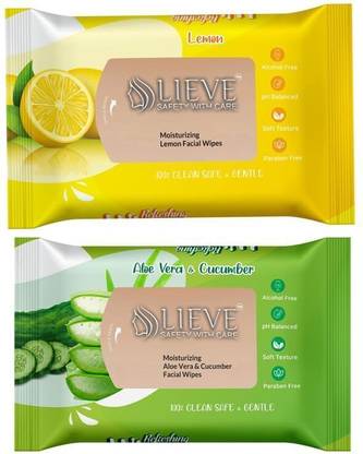 lieve Refreshing Wet Wipes 2 Fragrances (Aloe VERA & Cucumber, Lemon )(100 Tissues)