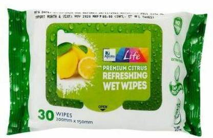 Apollo Premium Citrus Refreshing Wet Wipes for Skin Care, and face, body Wipes