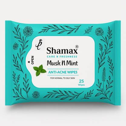 Shamax Musk Mint Facial Wet Wipes (25 Tissues)