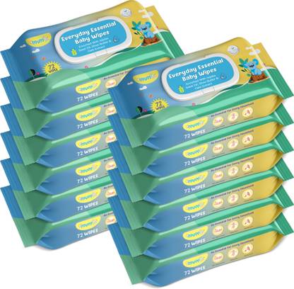 Mumta Soft Cleansing Baby Wipes with Aloe Vera & Vitamin E -72 Counts/Pack (Set of 12)