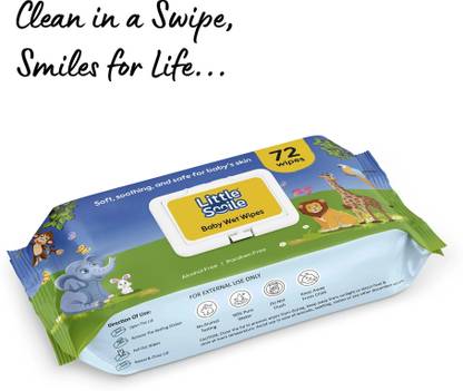 Little Smile Baby Wipes – Soft, Safe & Gentle Care | Pack of 1 | 72 Wipes