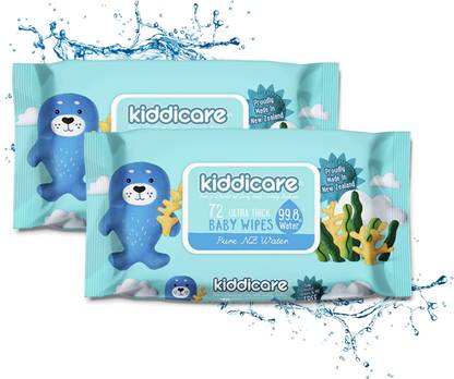 Kiddicare Pure Water Baby Wipes, Extra Soft Cleansing & Tick, Travel Pack (Pack of 2)