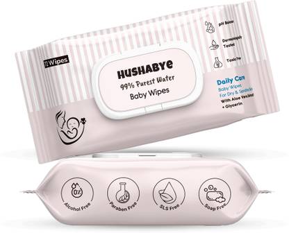 Hushabye Soft Baby Wet Wipes with AloeVera And Glycerin, Clinically Tested with Lid