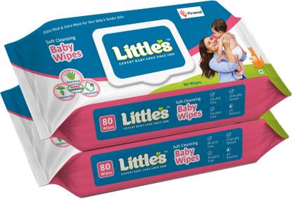 Little's Soft Cleansing Baby Wipes with Aloe Vera, Jojoba Oil and Vitamin E, Lid Pack