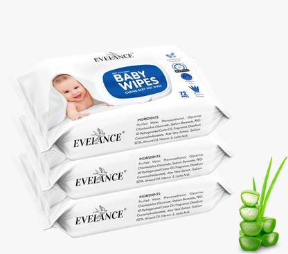 EVELANCE Soft Cleansing Baby Wipes with Aloe Vera, Almond Oil and Vitamin E