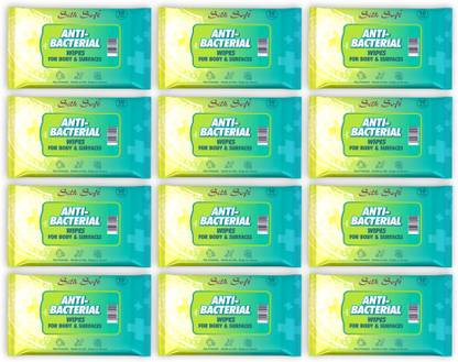Silk Soft Antibacterial wipes 10 pulls PACK OF 12