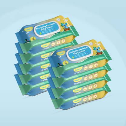 Mumta Soft Cleansing Baby Wipes with Aloe Vera & Vitamin E -72 Counts/Pack (Set of 9)