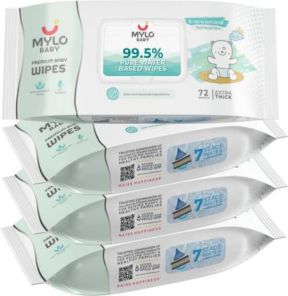 MYLO Baby 99.5% Pure Water, 4x Thicker, Unscented with 30% Extra Hydration