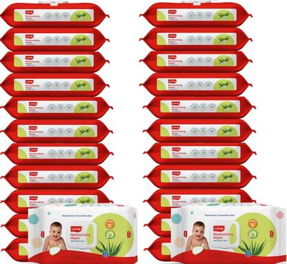 LuvLap Paraben Free wipes for baby with Aloe Vera, with Lid (Pack of 24)
