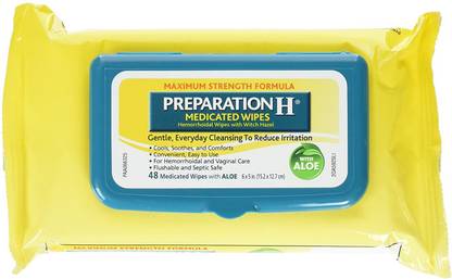 Preparation H Medicated Hemorrhoidal Wipes with Witch Hazel and Aloe, 48-Count Refill Package