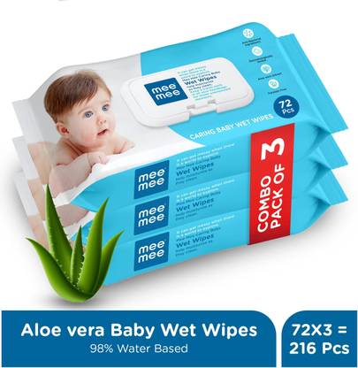 MeeMee wet wipes with lid pack of 3 72 count each