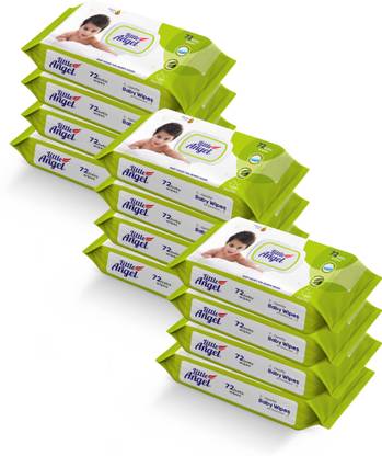 Little Angel Super Soft Cleansing Baby Wipes Lid Pack, 864 Count,Pack of 12,72 count/pack