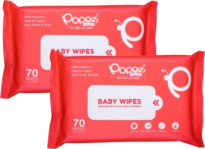 Popees Baby Wipes with Aloe Vera and Vitamin E | Wet Wipes for New Born Baby(Pack of 2)
