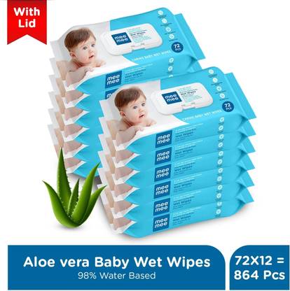 MeeMee Soft Cleansing Baby Wet with Aloe vera - Pack of 12