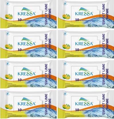 KRESSA Sweet Lime Thyme Refreshing Wet Wipes - Pack Of 8