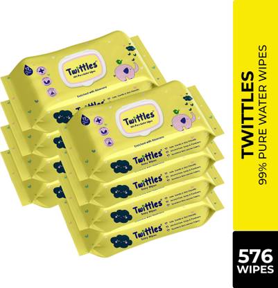 Twittles Soft Baby Cleansing Wipes With Lid, 99% Water & Aloe Vera,Vegan & Safe