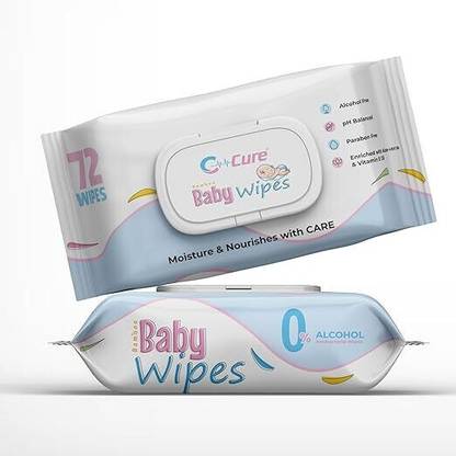 C-Cure Soft Cleansing Baby Wipes Newborn Baby wipes with Lid Pack Of 8