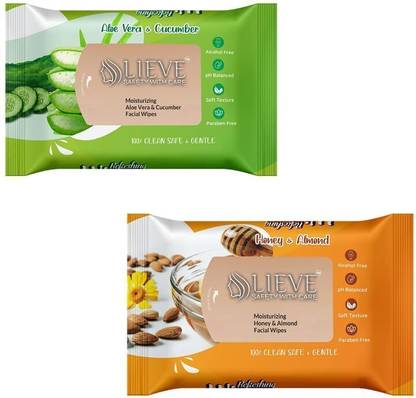 lieve Refreshing Wet Wipes 2 Fragrances ( Honey & Almond, Aloe vera & Cucumber )