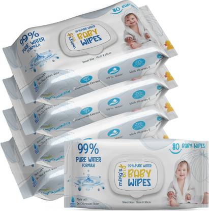 Ming's Briu Baby Wipes 80 Sheet - With Lid | Pack of 5 | 99% Pure Water