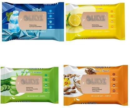 lieve Refreshing Wipes 4 Fragrances (Aloe Vera ,Honey, Ice ,Lemon)(100 Tissues)