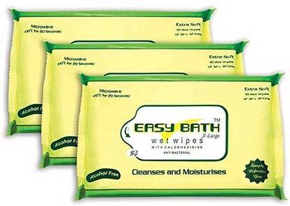 easy bath Wet Wipe 10 pcs, Size : 24x32cm, Large - 3 pkt