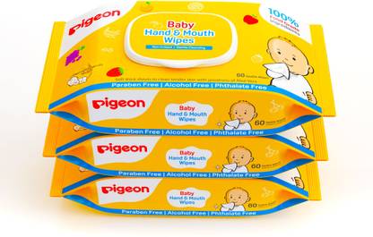 Pigeon Baby Hand and Mouth Wipes with Lid 60 sheets-Pack of 3