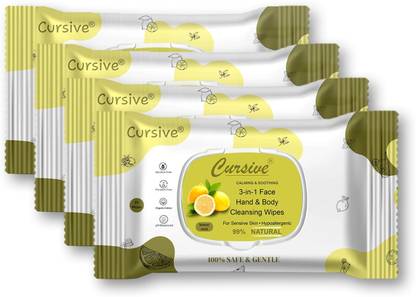 Cursive Unisex Extra Cool Cleaning, Sanitizing Wet Wipes ,Makeup Remover Facial Tissues