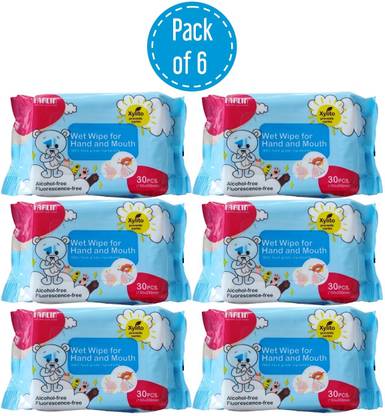 FARLIN Wet Wipes for Baby/Kids Hand and Mouth 30 pcs in Each Pack( Pack of 6)