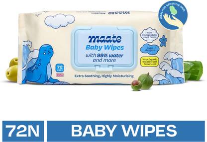 MAATE Baby Wipes (Pack of 1, 72 Wipes), Soothing & Hypoallergenic