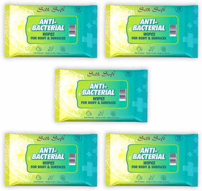 Silk Soft Antibacterial wipes 10 pulls PACK OF 5