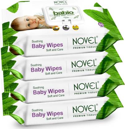 NOVEL Baby Wipe 80 Sheets Per Pack of 4/with Lid (320 Wipes)