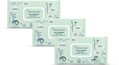 o'mumsie 99% Pure Water (Unscented) Baby Wipes Plant Based Cotton (60 pcs) (Pack of 3)