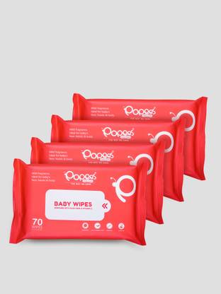 Popees Baby Wipes with Aloe Vera and Vitamin E -70 PCS PACK OF 4