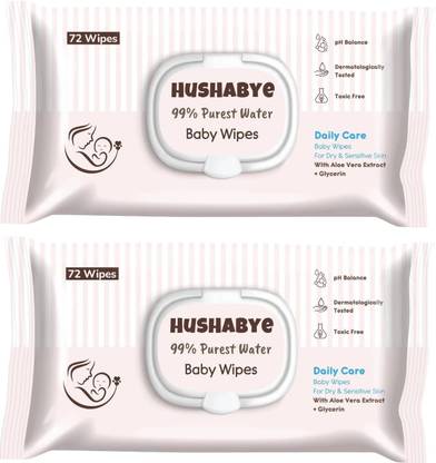 Hushabye Soft Baby Wet Wipes with AloeVera And Glycerin, Clinically Tested with Lid