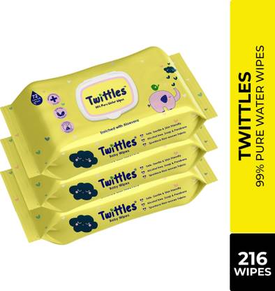 Twittles Soft Baby Cleansing Wipes With Lid, 99% Water & Aloe Vera,Vegan & Safe
