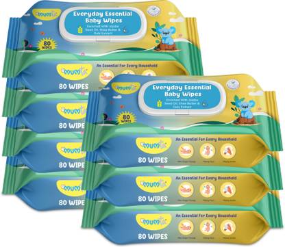 Mumta Soft Cleansing Baby Wipes with Aloe Vera & Vitamin E - 80 Counts/(Set of 7)