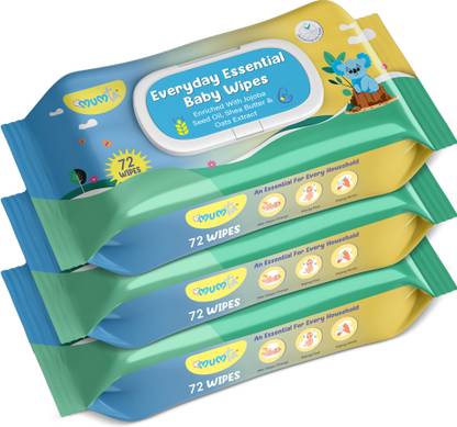 Mumta Soft Cleansing Baby Wipes with Aloe Vera & Vitamin E -72 Counts/Pack (Set of 3)