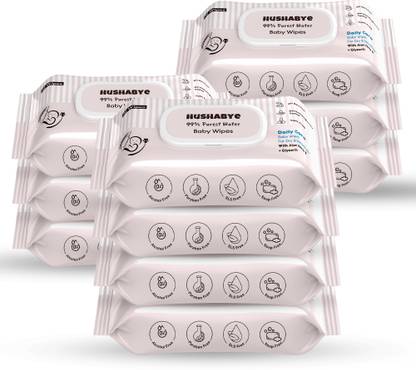 Hushabye Soft Baby Wet Wipes with AloeVera And Glycerin, Clinically Tested with Lid
