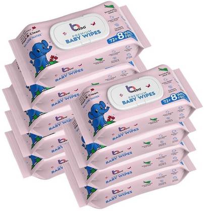 Bmedo Baby Wipes with Aloe Vera, Water Based Paraben Free and Vitamin E(Pack of 8)