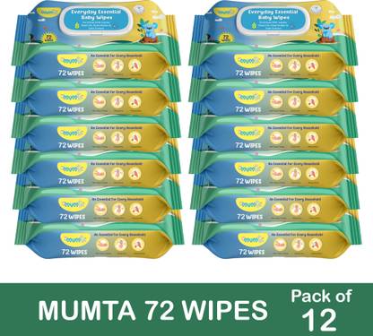 Mumta Soft Cleansing Baby Wipes with Aloe Vera & Vitamin E -72 Counts/Pack (Set of 12)