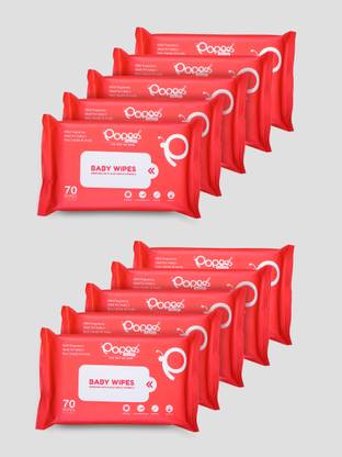 Popees Baby Wipes with Aloe Vera and Vitamin E -70 PCS PACK OF 10