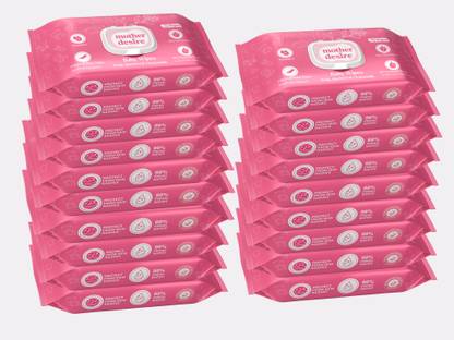 Mother Desire Baby Wipes 72 Sheets Per Pack of 19/with Lid (1368 Wipes)