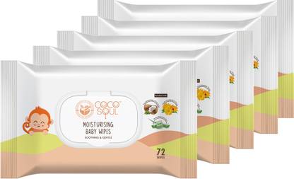Coco Soul Moisturising Baby Wipes for Soothing & Gentle Skin- Makers of Parachute Advansed  (360 Wipes) at Rs. 281