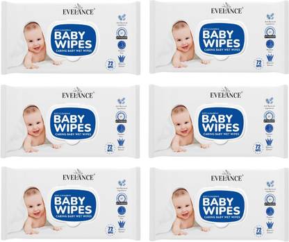 EVELANCE Caring Baby Wet Wipes with lid & Aloe Vera Extract,72 pcs