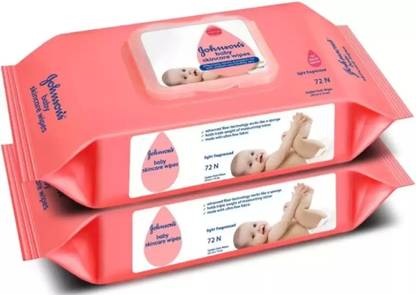 JOHNSON'S Baby Skincare Wipes with Lid Pack of 2, 72s×2 (144 Wipes)